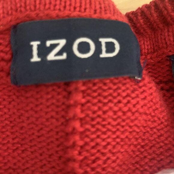 IZOD MEN'S RED KNIT LONG SLEEVE PULL-OVER SWEATER SIZE LARGE-EUC - Picture 6 of 7